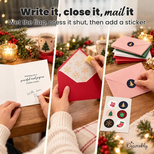Vista 8 de Decorably - Paquete de 24 tarjetas de Navidad de 4 x 6 pulgadas con sobres