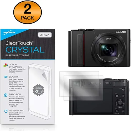 Vista 2 de BoxWave Protector de pantalla compatible con Panasonic Lumix DC-ZS200 – ClearTouch Crystal (paquete de 2 unidades), diseño de película HD, protege
