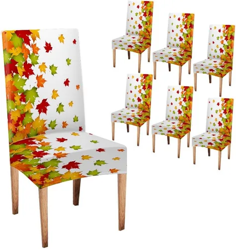 Vista 295 de CAPSCEOLL Christmas Dining Chair Covers,Snowflakes Festive Winter Pattern Stretch Chair Covers for Dining Room Set of 2 Washable Spandex Parson