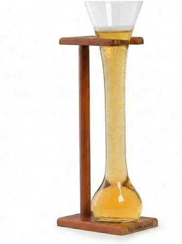 Vista 7 de Bey-Berk Vaso de cerveza personalizado con soporte de madera, vaso de cerveza largo de 12 onzas y base de madera maciza grabable