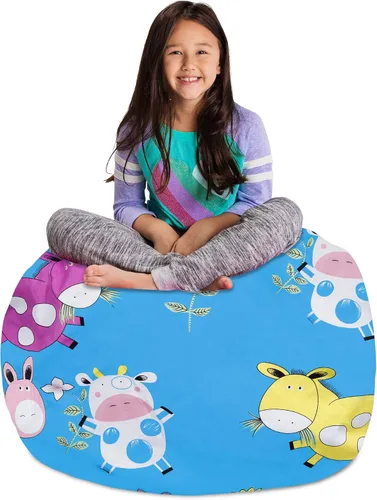 Vista 27 de Posh Creations Funda de puf para niños con almacenamiento para animales de peluche - Organizador de juguetes para niños, Mediano 68.58 cm - Lona
