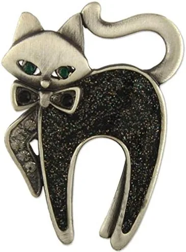 Vista 3 de Broche con diseño de gato de cristal, hecho con elementos de Swarovski