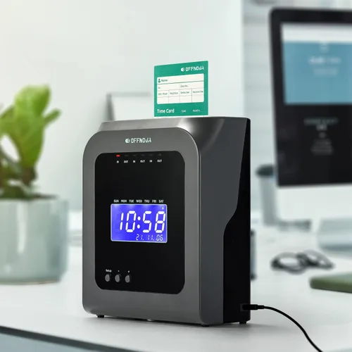 Vista 6 de OFFNOVA Tarjetas térmicas de tiempo para empleados, tarjetas perforadoras mensuales de doble cara, 3.3 x 7.3 pulgadas, detección automática