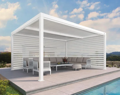 Vista 26 de PURPLE LEAF - Pérgola al aire libre con listones 10 x 12 pies de aluminio blanco con toldo rígido moderno y ajustable para patio, jardín
