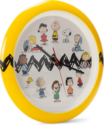 Vista 2 de Mark Feldstein Peanuts Zig Zag - Reloj de pared, color amarillo y negro