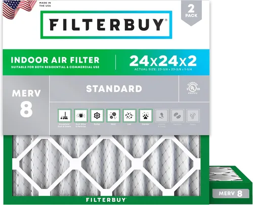 Vista 79 de Filterbuy Filtro de aire MERV 8 de 8 x 14 x 1 pulgadas para defensa contra el polvo y las alergias (paquete de 2), filtros electrostáticos plisados