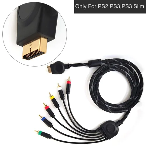 Vista 3 de Bealuffe Cable de audio y video componente para PS2, PS3, PS3, delgado, HD Multi Out, RCA de audio y vídeo para Sony Playstation PS3 (6 pies)