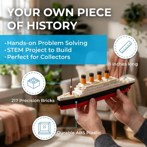 Vista 2 de Brick Loot Titanic - Juego de construcción para adultos y niños a partir de 6 años, kit compatible con modelo de mini barco de ladrillo