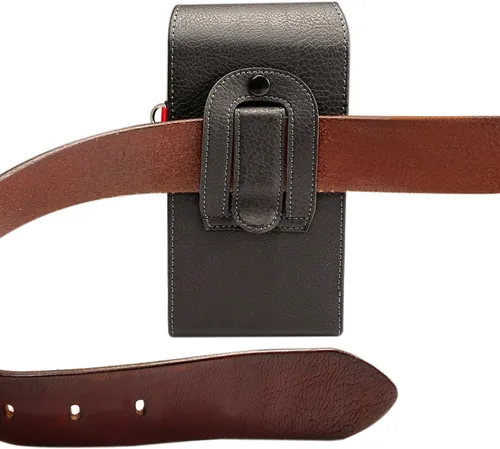 Vista 5 de Funda de cuero vertical para hombre con 2 bolsillos con clip para Samsung Galaxy Note 20/Note20 Ultra/S23 Ultra/S22+/S21
