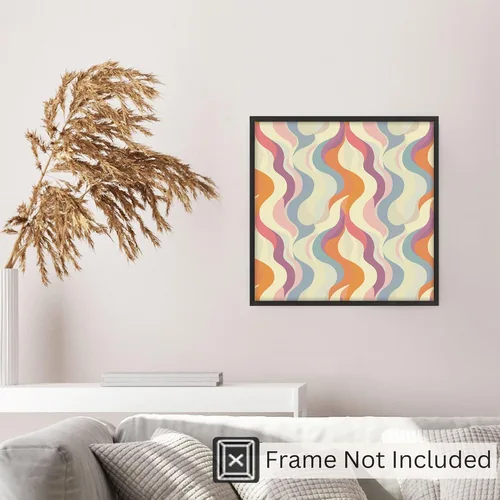 Vista 5 de Ethan Taylor Abstract Wall Art Prints Unframed Square Posters 'Retro 70s Hippie Groovy Pattern I' Retro Home Décor for Living Room, Bedroom, Office