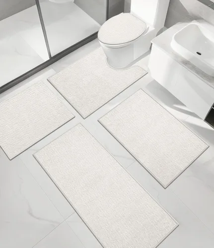Vista 69 de Chakme Juego de 2 alfombras de baño ultrafinas, absorbentes, antideslizantes, lavables a máquina, color negro, 17 x 24 pulgadas / 17 x 30 pulgadas