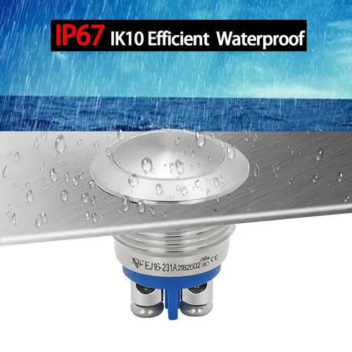 Vista 6 de (3 piezas) interruptor de botón momentáneo impermeable IP67 de 16 mm 5/8" con cabeza abovedada de acero inoxidable 304, 5V-250V CC/CA, SPST
