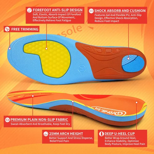 Vista 4 de Plantilla ortopédica para aliviar el dolor de fascitis plantar, para hombres y mujeres, pies planos, cómodos zapatos de gel para botas de trabajo
