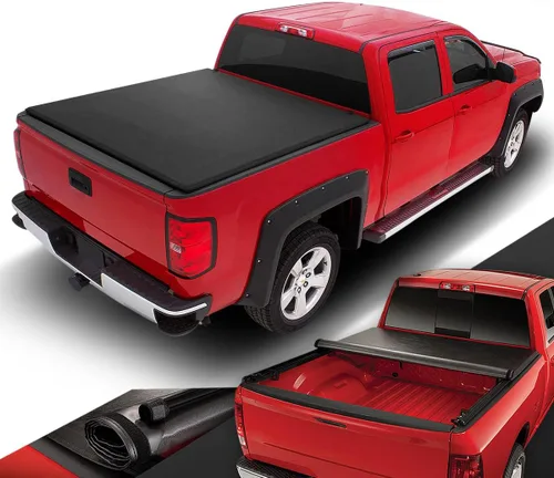 Vista 9 de DNA MOTORING TTC-RU-031 - Cubierta suave enrollable para caja de camioneta compatible con plataforma Fleetside/Styleside de 5 pies y 7.5 pulgadas