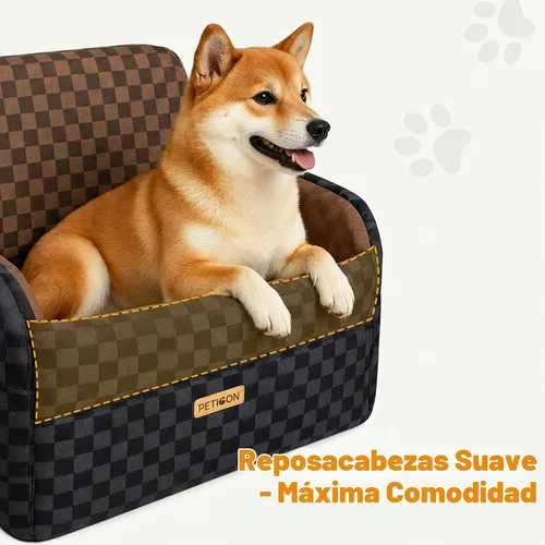 Vista 5 de PETICON Asiento de coche impermeable para perros pequeños y medianos Marrón