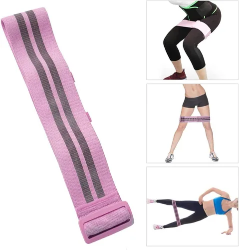 Vista 4 de Bandas de resistencia ajustables antideslizantes para ejercicios de cadera, círculo, gimnasio, yoga, fitness, ejercicio, unisex (rosa)