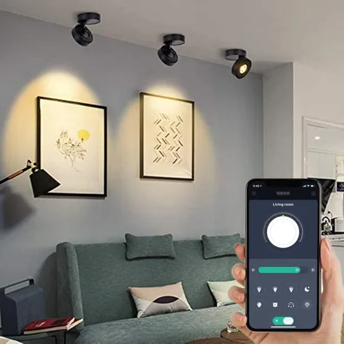 Vista 6 de Foco de techo LED regulable – 360° ajustable en superficie de atenuación de 12 W COB iluminación de techo interior Downlight de pared de aluminio