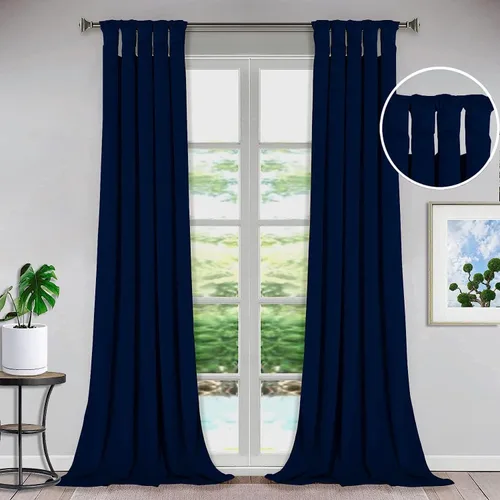 Vista 10 de Bhoomi Collection Cortinas opacas con pestaña superior para sala de estar, cortinas de ventana con aislamiento térmico, oscurecimiento de Rojo Sangre