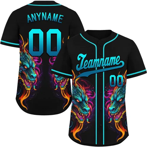 Vista 10 de Camiseta de béisbol de dragón personalizada para hombres y mujeres, camisa de Steetwear de estilo gótico, nombre del equipo y número personalizado
