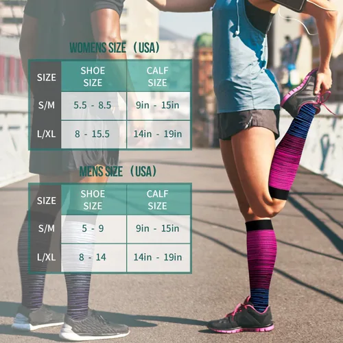 Vista 6 de Paquete de 3 pares de calcetines de compresión médica para mejorar la circulación de mujeres y hombres, para correr, hacer deporte y amamantar