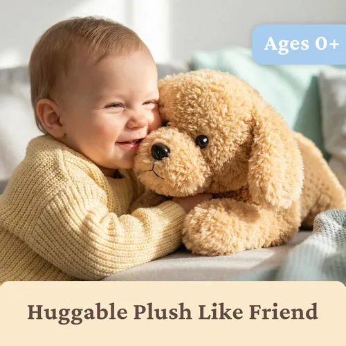 Vista 3 de IKASA Juguete de peluche grande de Labrador para perro, cachorro grande de 20 pulgadas, suave, lindo, esponjoso, peluche