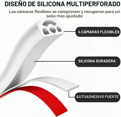 Vista 5 de Benory Burlete de silicona para puerta, se adapta a huecos de 3/16 a 1/4 Blanco