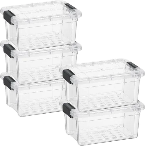 Vista 27 de Superio Caja de almacenamiento transparente con tapa, contenedores de plástico de 2.3 cuartos para organizar, cajas apilables, sin BPA, no tóxico