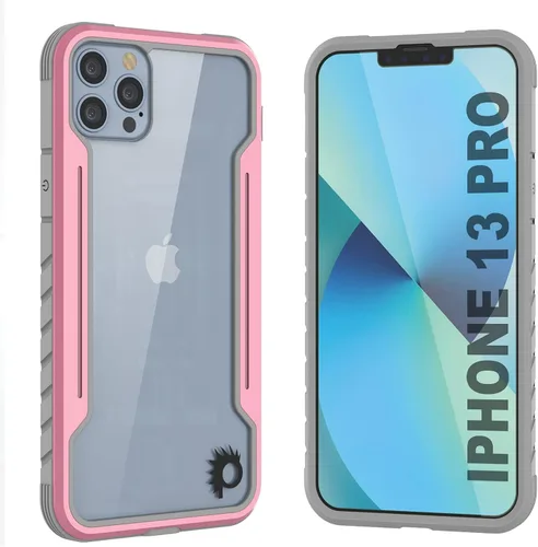 Vista 12 de Punkcase Diseñada para iPhone 13 Pro [Armor Stealth Series] funda protectora de grado militar con marco de aluminio [parte trasera transparente]
