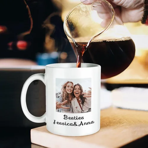 Vista 4 de Taza de café personalizada con diseño de taza de café personalizada con texto fotográfico y logotipo, regalos personalizados de Navidad para hombres