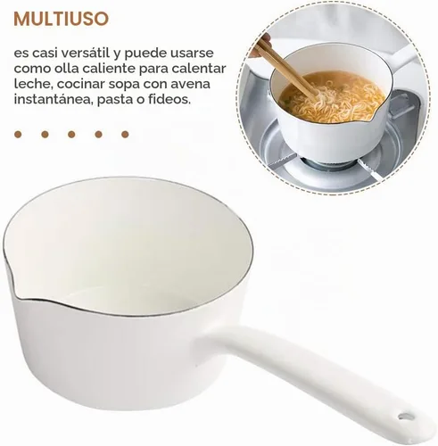 Vista 4 de Cacerola de 1.2L, sartén esmaltada para leche, calentador de mantequilla, olla de leche, fácil de cocinar y limpiar, olla antiadherente para hervir
