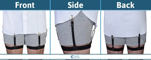 Vista 5 de Comfy Clothiers Ligas elásticas ajustables con bloqueo, clips antideslizantes (1 par, negro)