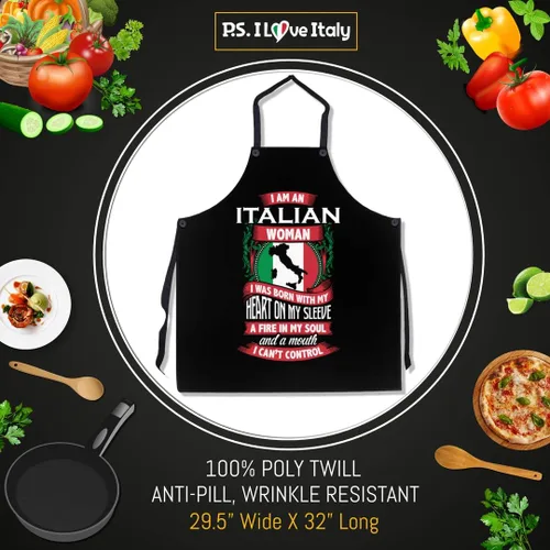 Vista 2 de P.S. I Love Italy Delantal italiano para mujer – Delantal italiano con diseño fresco y lindo para hombres y mujeres