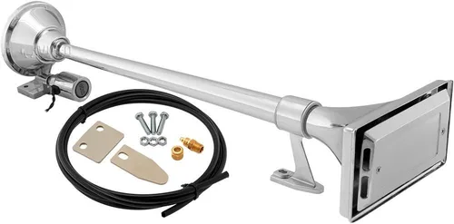 Vista 9 de Vixen Horns Bocina de tren para barco/camión/automóvil. Bocina de aire impermeable cromada doble trompeta + cubierta. Db súper fuerte. Acabado
