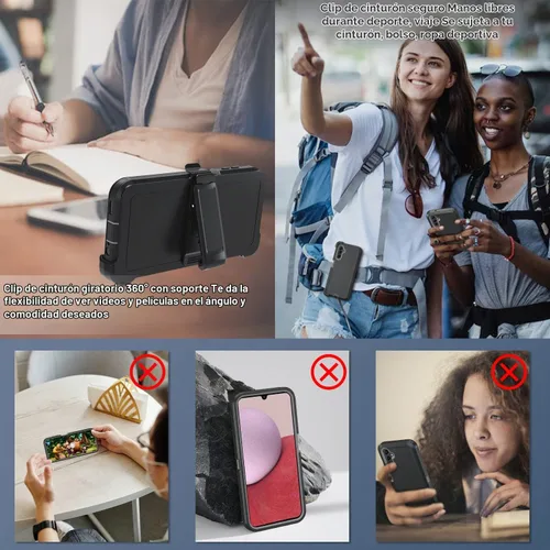 Vista 4 de Funda para Samsung Galaxy A14 5G, A14 5G resistente, protección de grado militar, a prueba de golpes, a prueba de caídas, a prueba de polvo, solo
