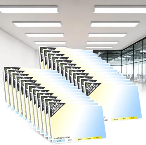 Vista 15 de OKQ - Lámpara LED de panel plano de 2 x 4 pulgadas, 5 CCT 3000K-6500K ajustables y 5 vatios seleccionables, 0-10 V regulable, luz de techo LED