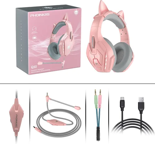 Vista 7 de PHOINIKAS Auriculares para juegos PS5 para PS4, PC, Switch, Q10 Xbox One con sonido estéreo, micrófono desmontable, auriculares inalámbricos