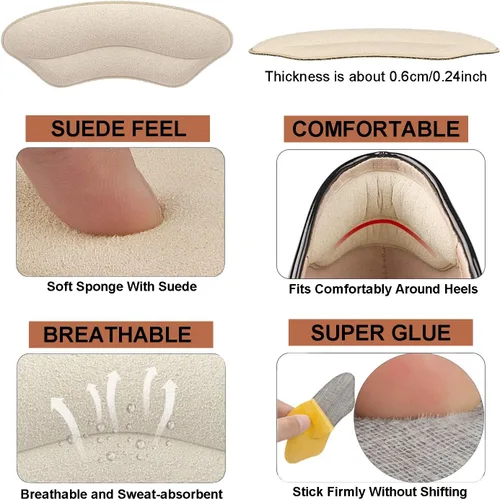 Vista 5 de Almohadillas de talón para zapatos, inserciones de talón, empuñaduras de talón para mujeres y hombres, zapatos demasiado grandes, cojín de talón