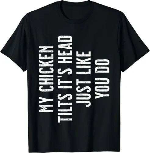 Vista 2 de Camiseta de pollo - My Chicken Tilts it's head, Negro, S