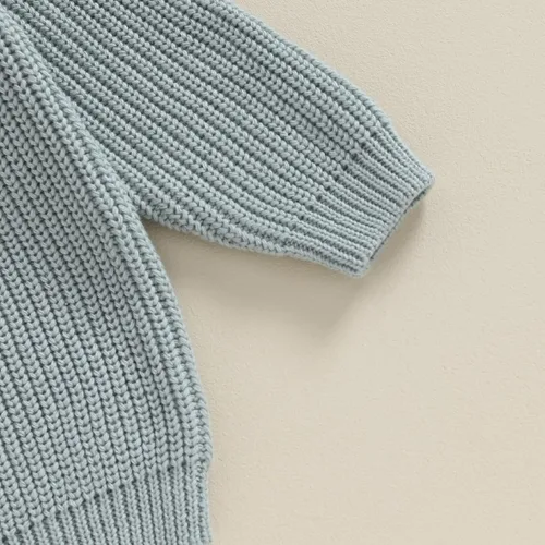 Vista 6 de Karwuiio - Suéter de punto para bebé, niña, niño, cuello redondo, manga larga, sudadera para otoño e invierno