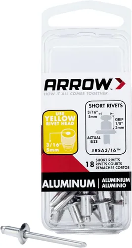 Vista 10 de Arrow RLA3/16 Remaches largos de aluminio de 3/16 pulgadas, paquete de 12, gris