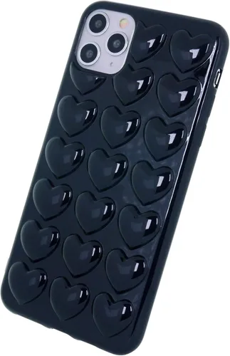 Vista 4 de Funda para iPhone 11 para mujer, funda de gel Kawaii 3D Pop Bubble Heart Kawaii, linda funda para iPhone 11 de 6.1 pulgadas, color negro