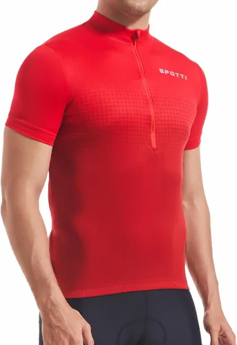 Vista 10 de Spotti Playera de manga corta para ciclismo de hombre con 3 bolsillos traseros, transpirable, secado rápido