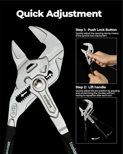 Vista 7 de toolant Llave de alicates cromados de 5 pulgadas, llave ajustable CR-V con revestimiento antioxidante, mandíbulas paralelas lisas, agarre