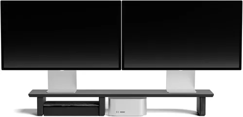 Vista 6 de Raico Sistema de Soporte para Monitor de Escritorio Cabina Estante Configuración de Pantalla Doble Madera Unidad Organizadora de Accesorios