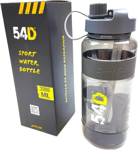 Vista 4 de 54D Botella de agua deportiva, botella de agua de medio galón con marcador de tiempo, botella de agua motivacional con pajilla, para fitness