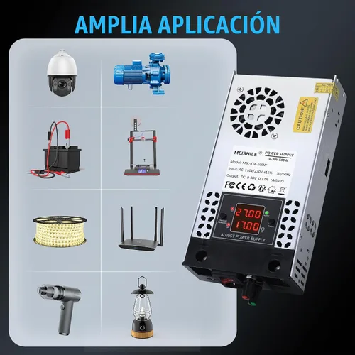 Vista 7 de Actualización ajustable (0-30V 0-17A) 500W DC Fuente de alimentación conmutada AC-DC Transformador con botones ajustablesSistema de sensor