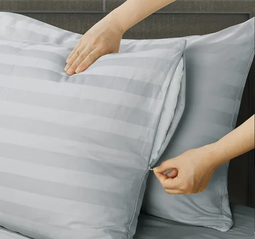 Vista 132 de Juego de 2 fundas de almohada 100% de algodón egipcio, fundas de almohada refrescantes de 400 hilos, fundas de almohada suaves y transpirables