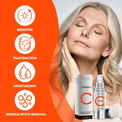Vista 4 de Suero súper vitamina C para mujeres mayores de 70 años, paquete total todo en uno, suero facial para piel madura, hidratante, levantamiento