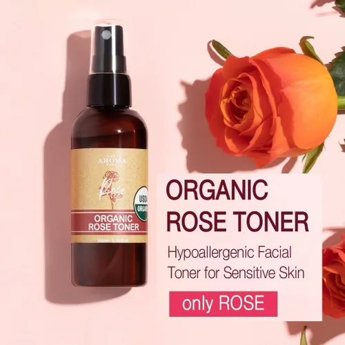 Vista 2 de Tóner rosa orgánico certificado por USDA, tóner facial hidratante y calmante por USDA, aceite de rosa, cuidado diario de la piel, inspirado