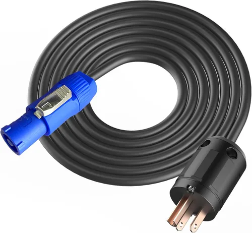 Vista 8 de Cable PowerCON de 12 AWG, conector NEMA 5-15p a PowerCON, cable de alimentación de CA PowerCON de 3 pines, entrada PowerCon, conector macho, cable